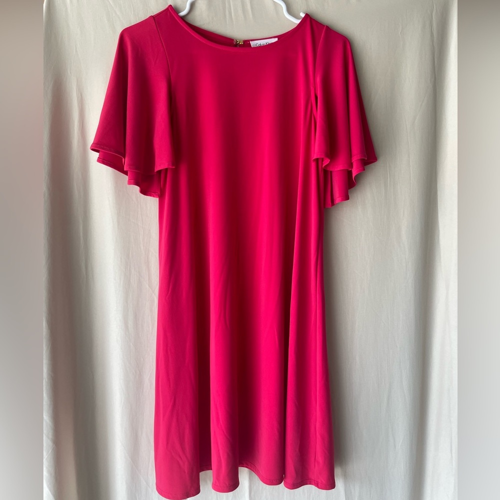 Calvin Klein Pink Flutter Sleeve Sundress